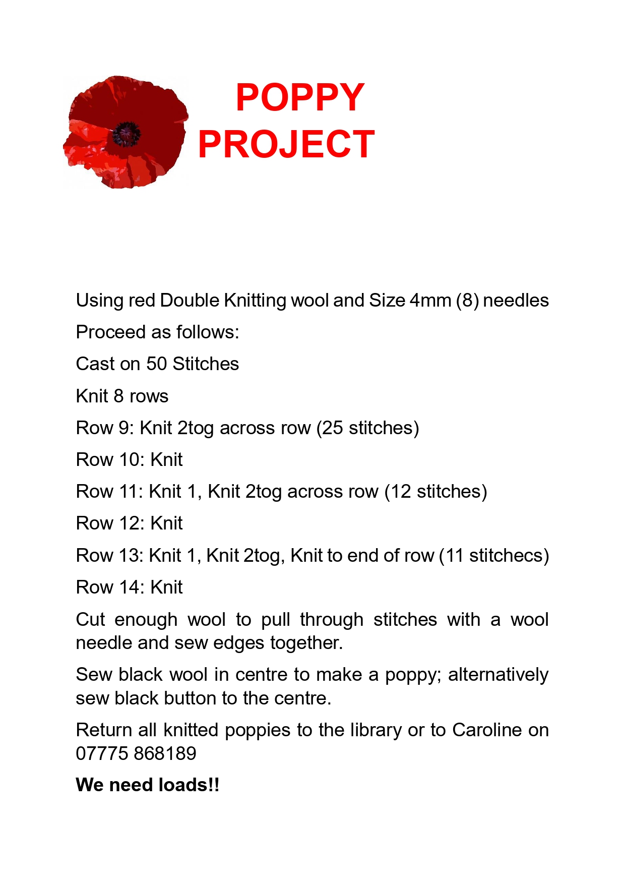 All Saints Poppy Project (Aiming for a waterfall of poppies from the church tower for November remembrance!)