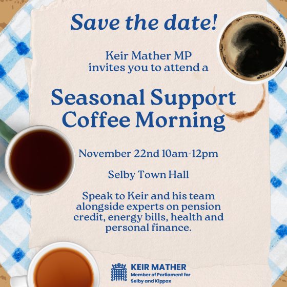 Seasonal Support Coffee Morning with Keir Mather MP